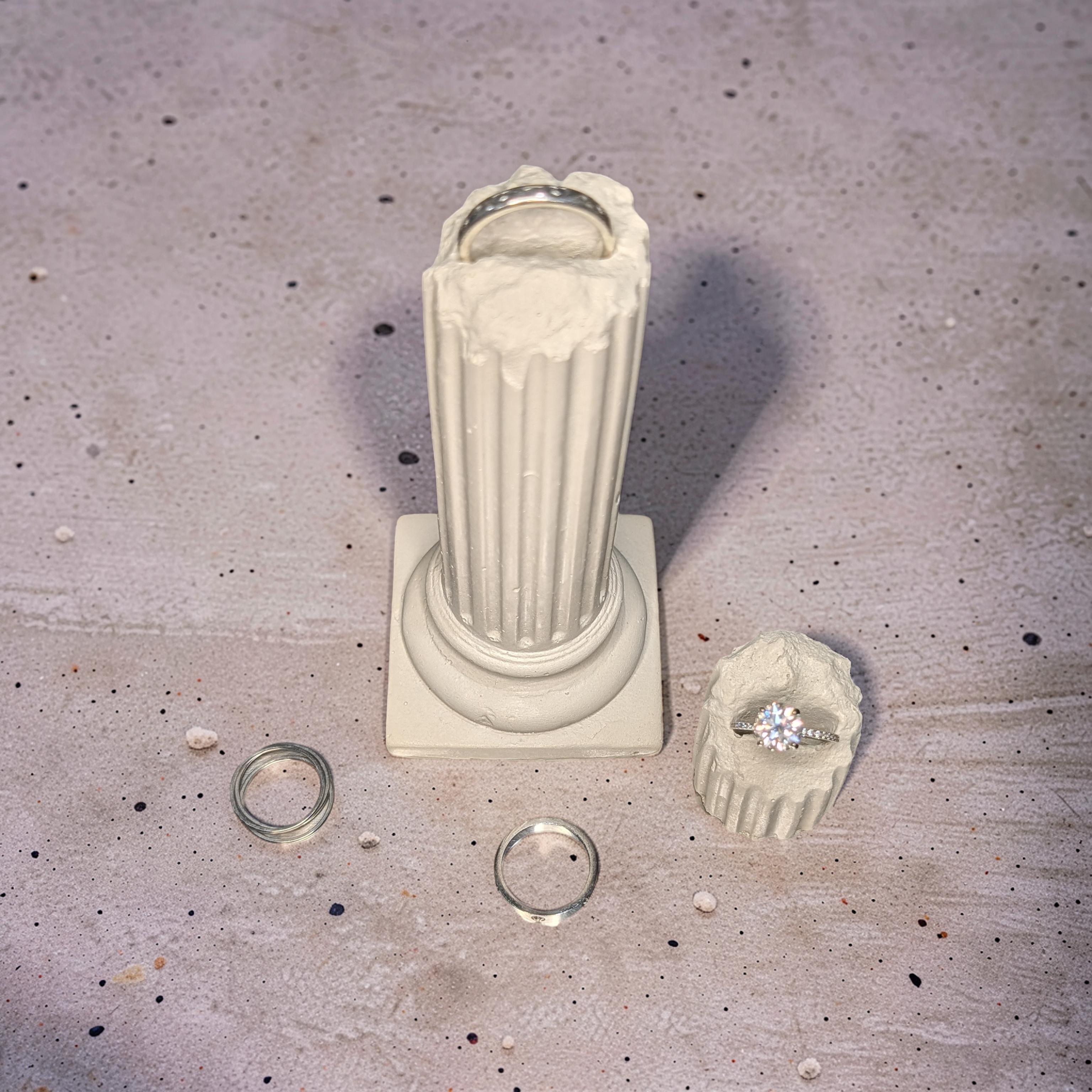 Concrete Column Ring Holder • Roman Pillar Jewelry Display • Ancient Greece Styling Flat Lay Prop for Wedding Photography • Minimalist Ring Stand
