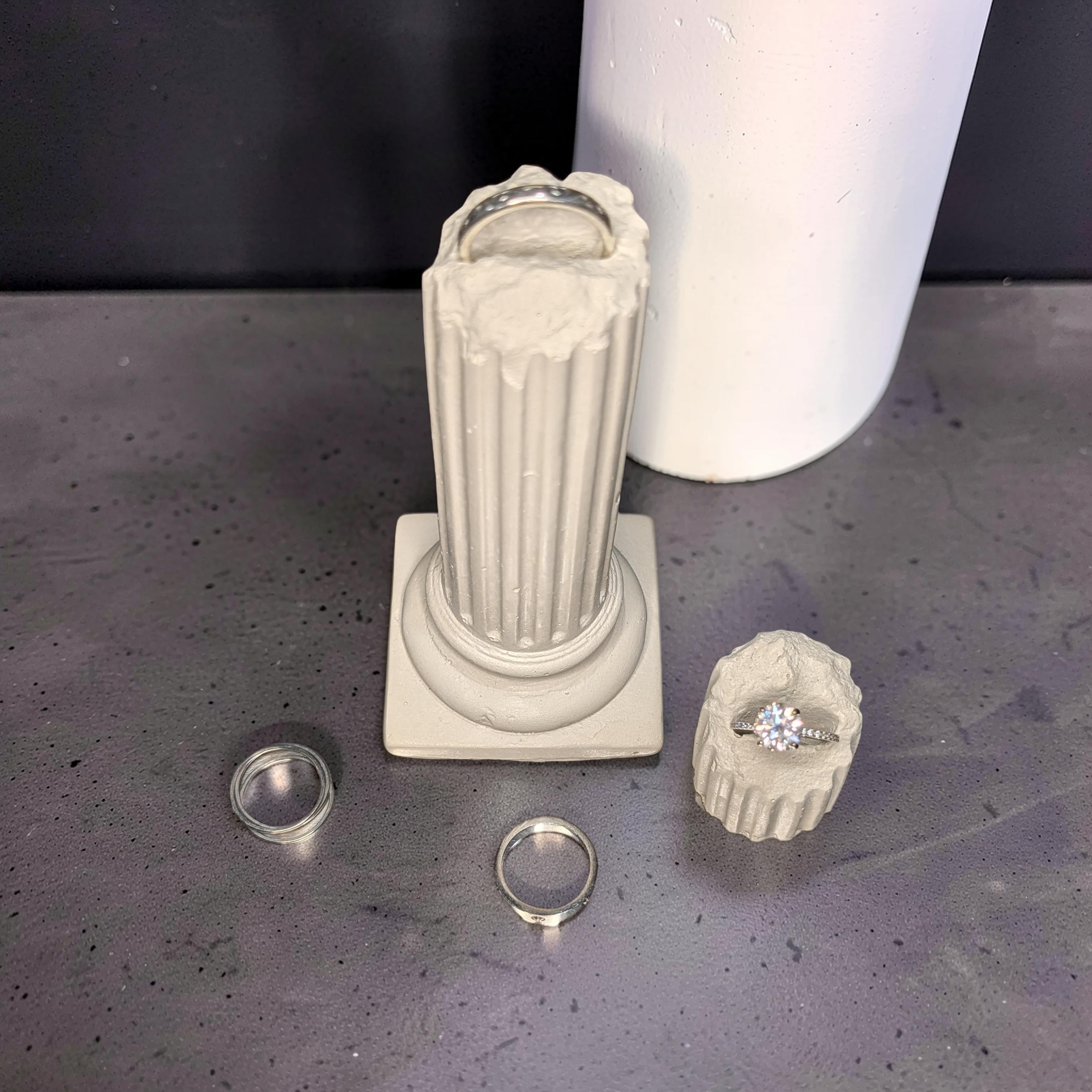 Concrete Column Ring Holder • Roman Pillar Jewelry Display • Ancient Greece Styling Flat Lay Prop for Wedding Photography • Minimalist Ring Stand