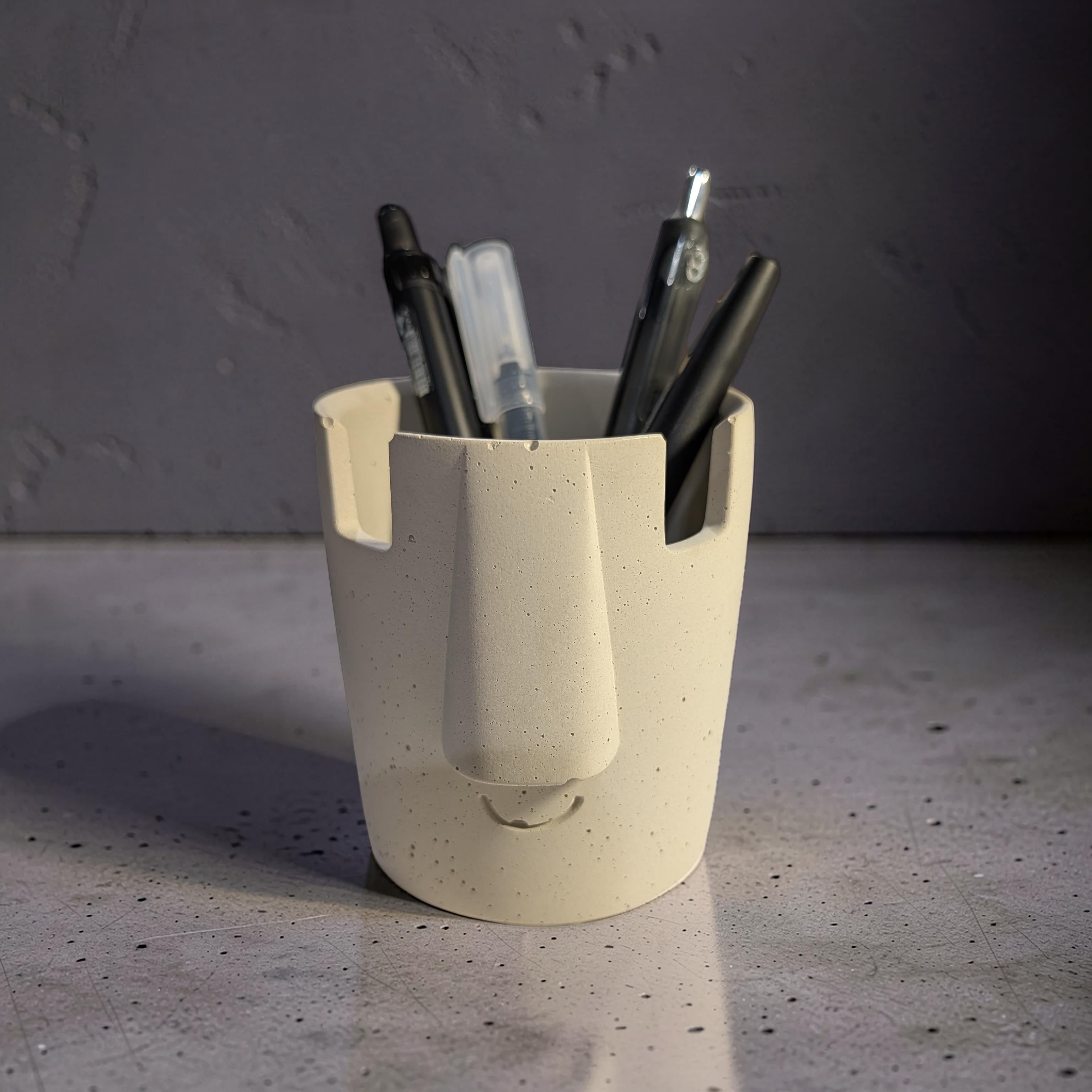 Concrete Glasses Holder & Pencil Cup, Minimalist Face Glasses Stand, Unique Modern Desk Organizer, Eyeglass Stand, Cute Teacher Gift