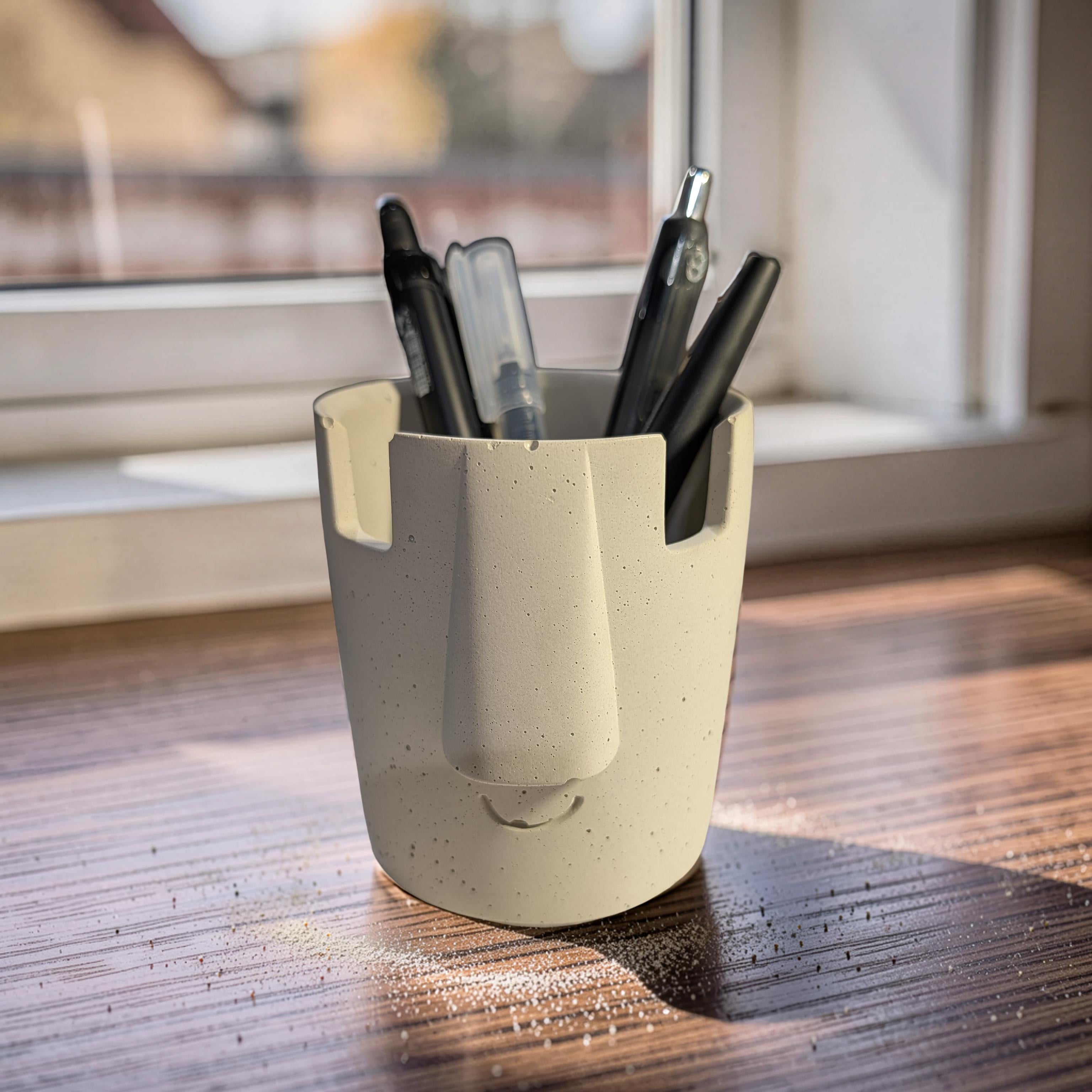 Concrete Glasses Holder & Pencil Cup, Minimalist Face Glasses Stand, Unique Modern Desk Organizer, Eyeglass Stand, Cute Teacher Gift