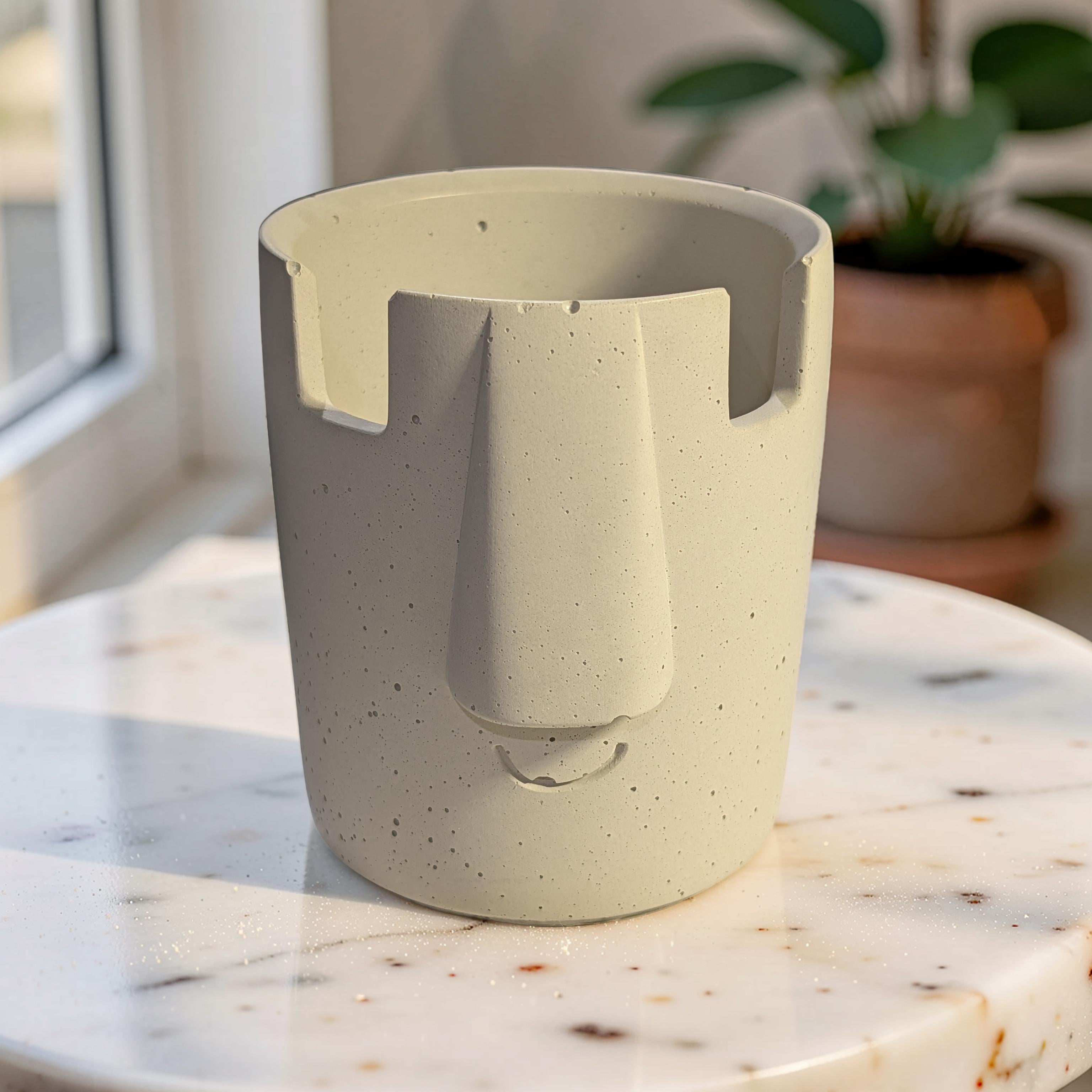 Concrete Glasses Holder & Pencil Cup, Minimalist Face Glasses Stand, Unique Modern Desk Organizer, Eyeglass Stand, Cute Teacher Gift