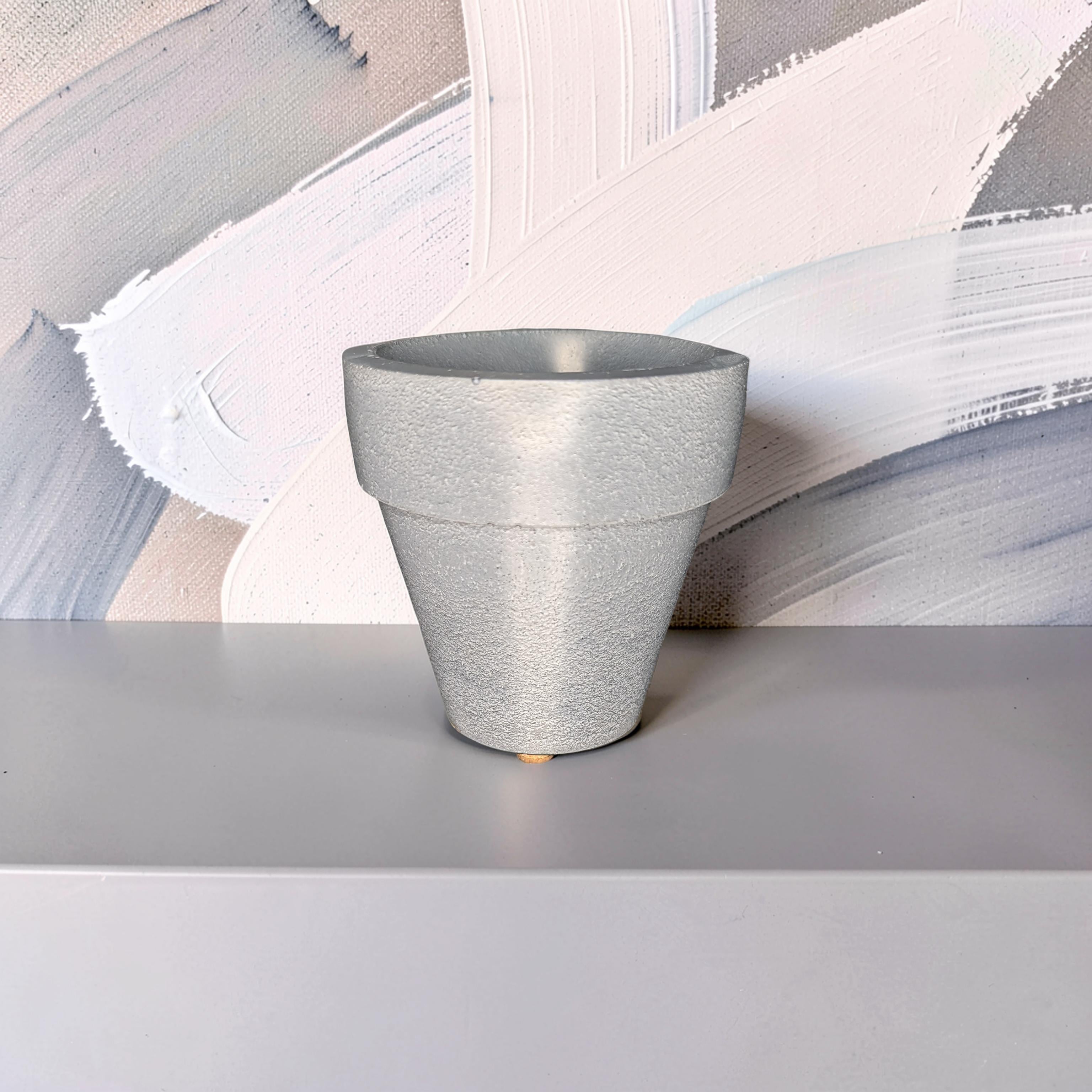 3.7" Concrete Succulent Planter, Small Modern Plant Pot with Drainage Option, Minimalist Indoor Flower Pot, 3.6" Tall Cement Pot