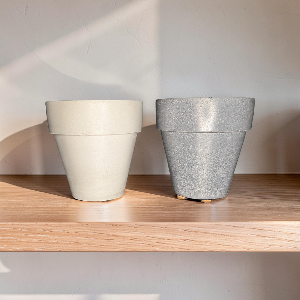 3.7" Concrete Succulent Planter, Small Modern Plant Pot with Drainage Option, Minimalist Indoor Flower Pot, 3.6" Tall Cement Pot