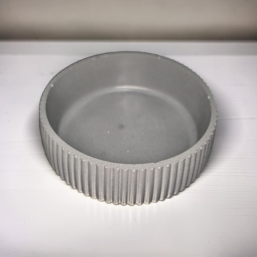 Fluted Concrete Bowl Planter, Modern Ribbed Succulent Pot, Minimalist Grey Catchall Dish, Trinket Key Holder, Nordic Tabletop Home Decor