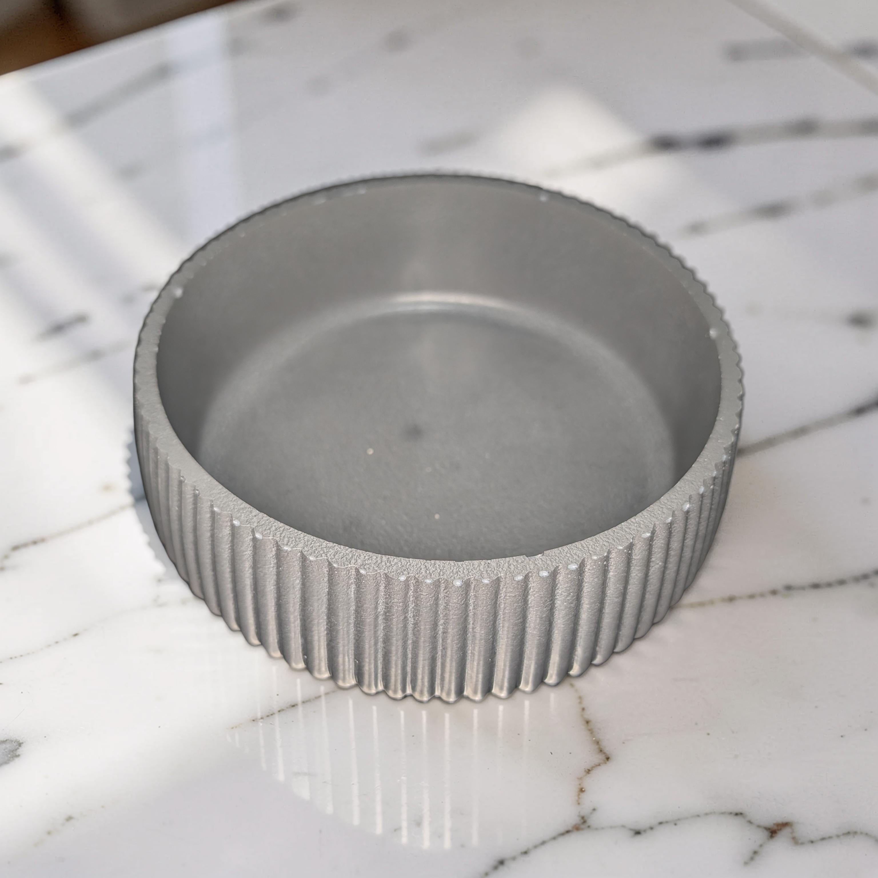Fluted Concrete Bowl Planter, Modern Ribbed Succulent Pot, Minimalist Grey Catchall Dish, Trinket Key Holder, Nordic Tabletop Home Decor