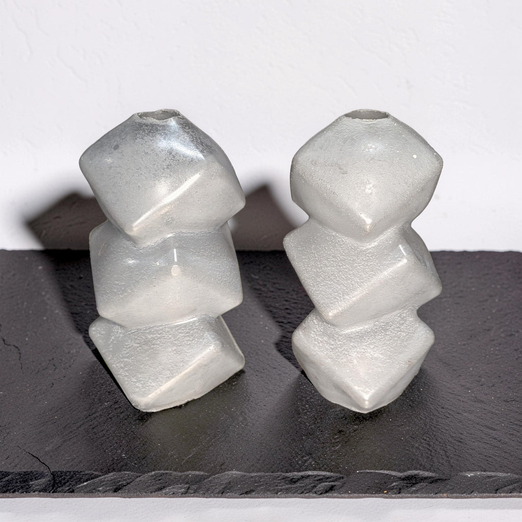 Geometric Concrete Vase, Modern Twisted Cube Bud Vase, Minimalist Brutalist Home Decor, Industrial Table Centerpiece, Single or Set of 2