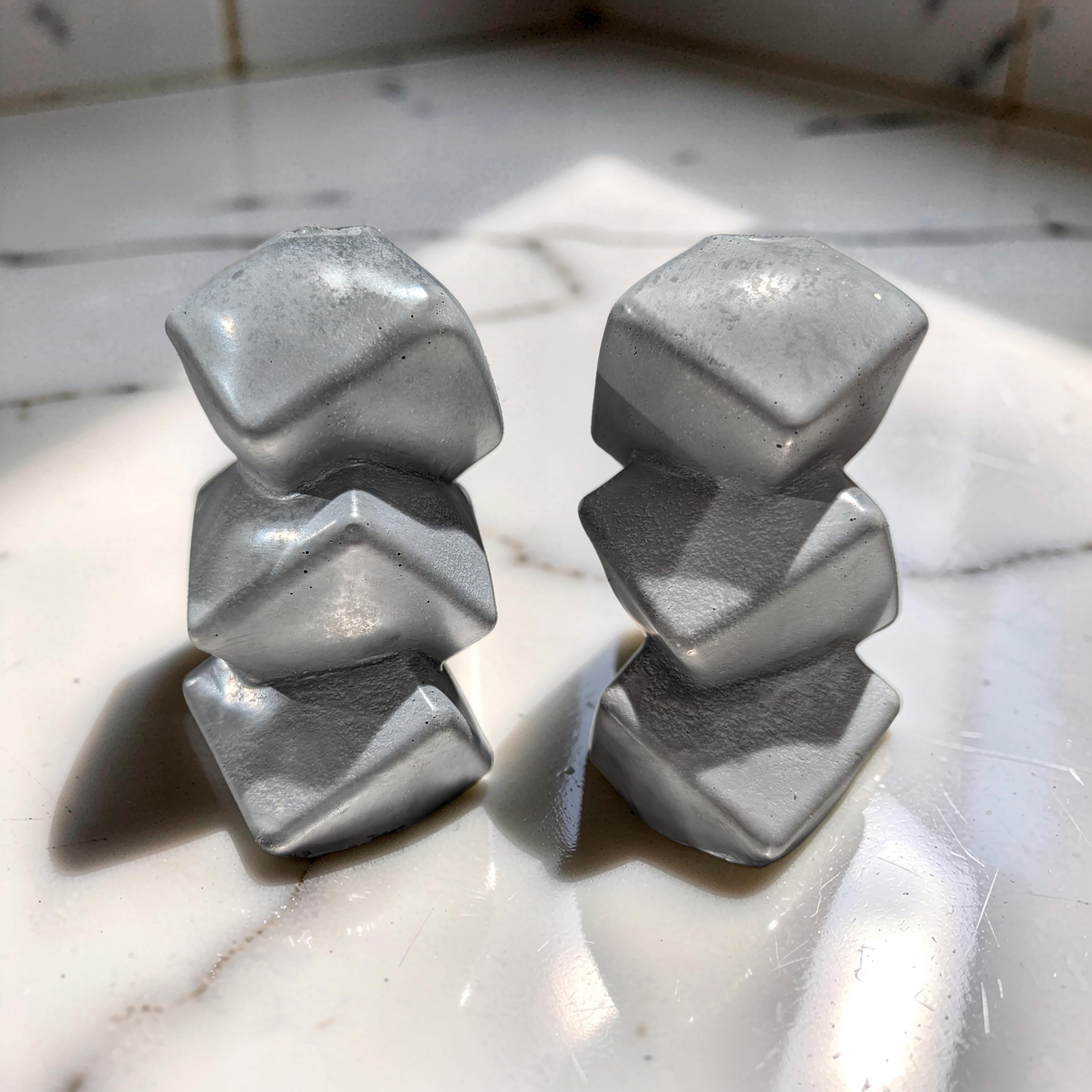 Geometric Concrete Vase, Modern Twisted Cube Bud Vase, Minimalist Brutalist Home Decor, Industrial Table Centerpiece, Single or Set of 2