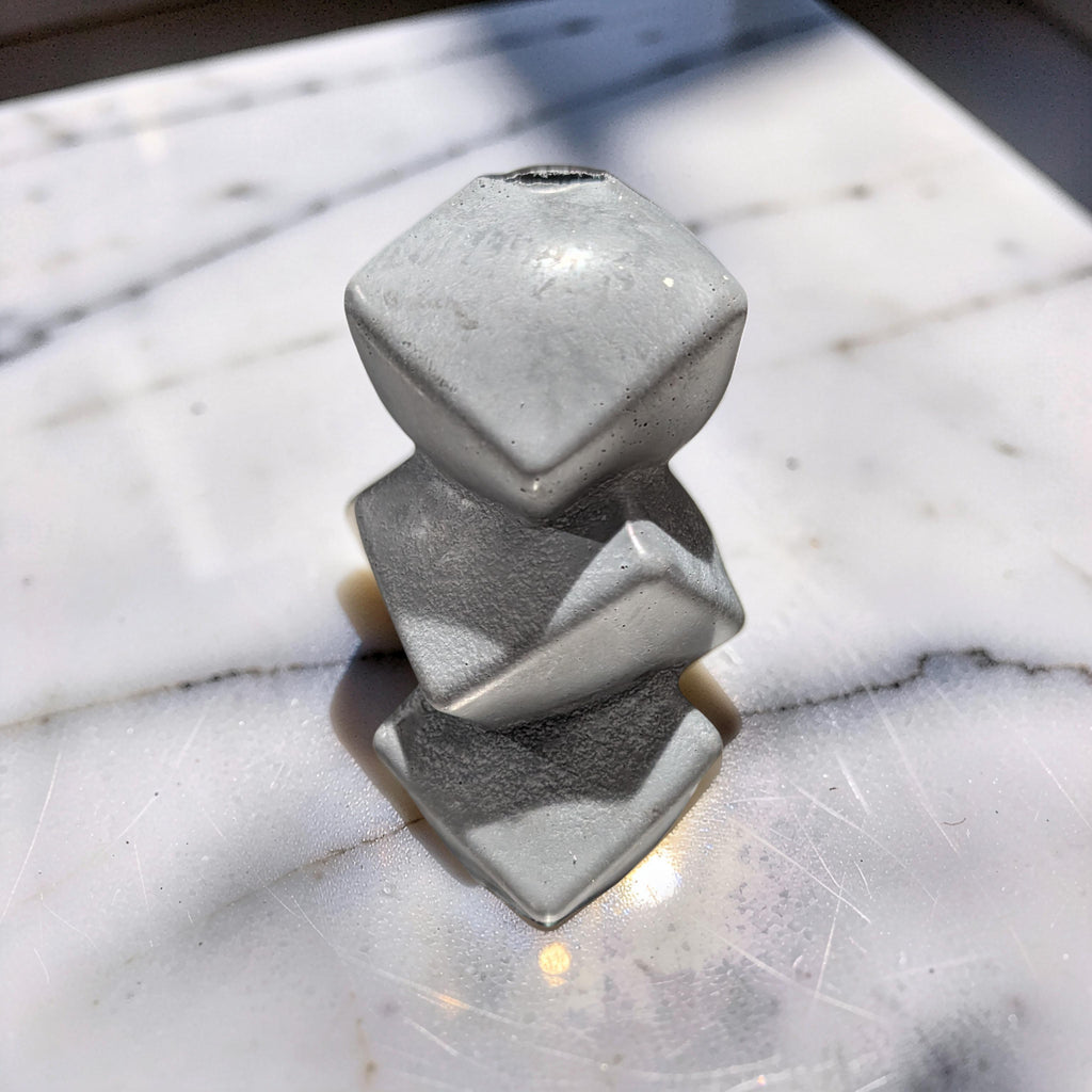 Geometric Concrete Vase, Modern Twisted Cube Bud Vase, Minimalist Brutalist Home Decor, Industrial Table Centerpiece, Single or Set of 2