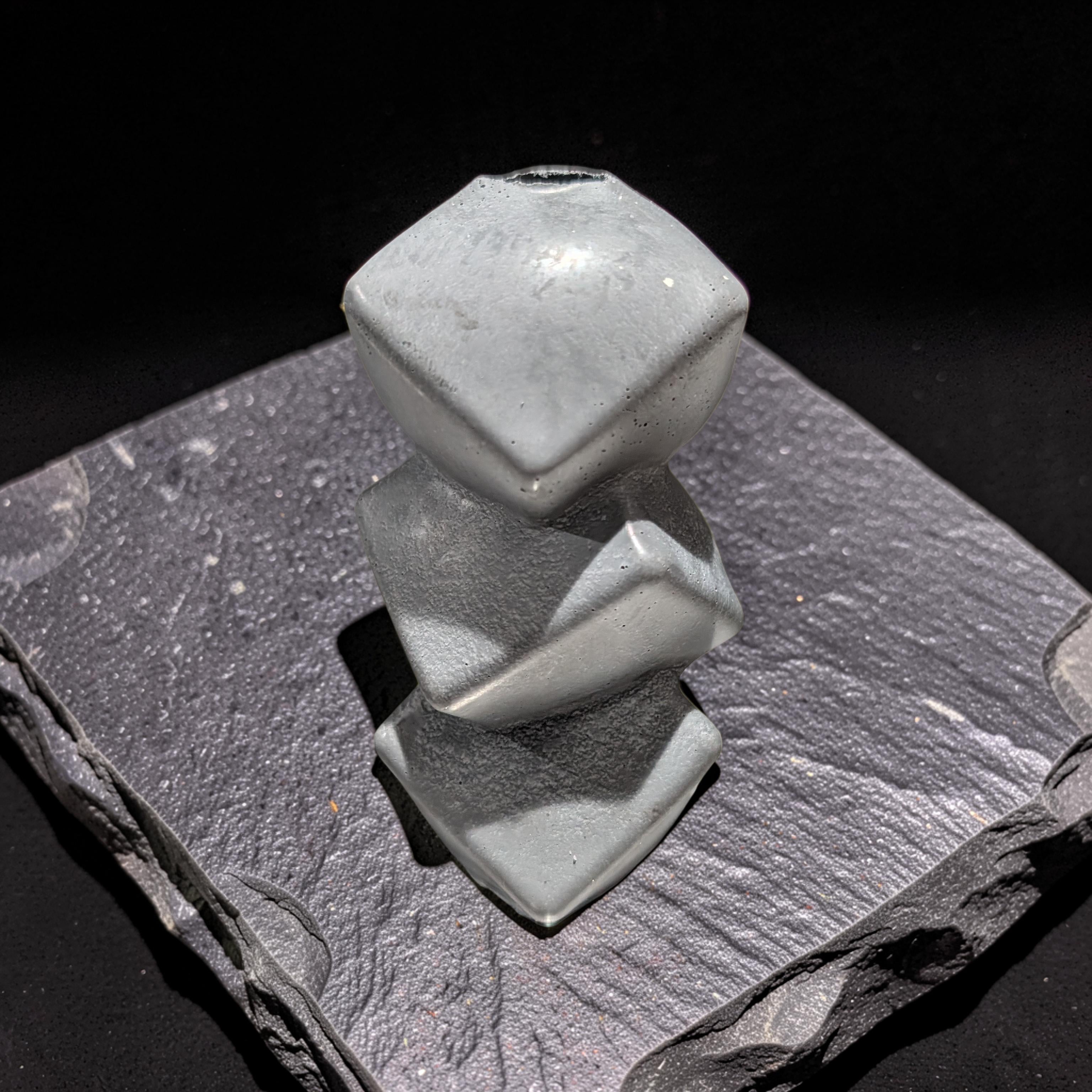 Geometric Concrete Vase, Modern Twisted Cube Bud Vase, Minimalist Brutalist Home Decor, Industrial Table Centerpiece, Single or Set of 2
