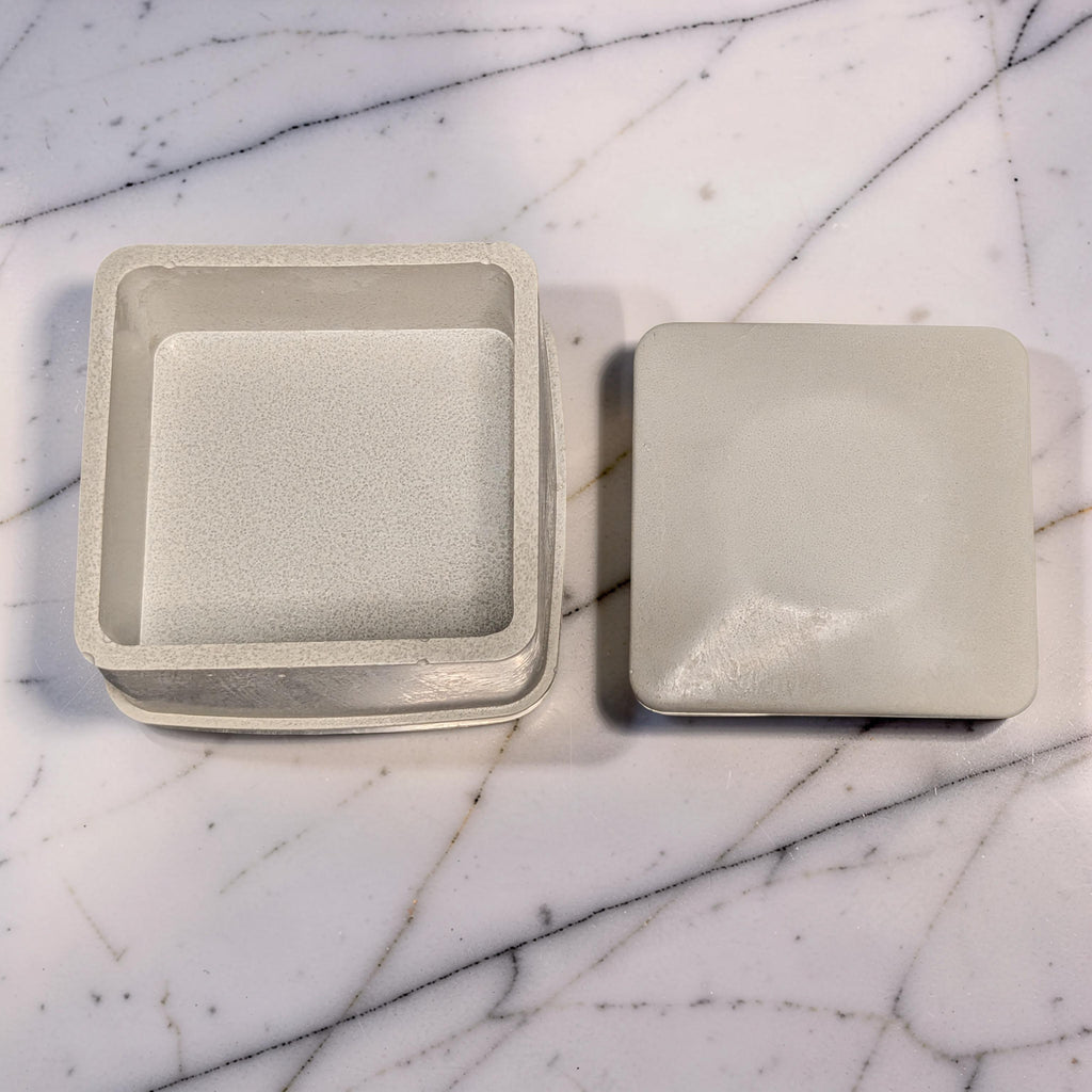 Concrete Jewelry Box with Lid, 3.15" Minimalist Trinket Box, Modern Square Cement Catchall, Ring Dish & Keepsake Container, Desk Organizer