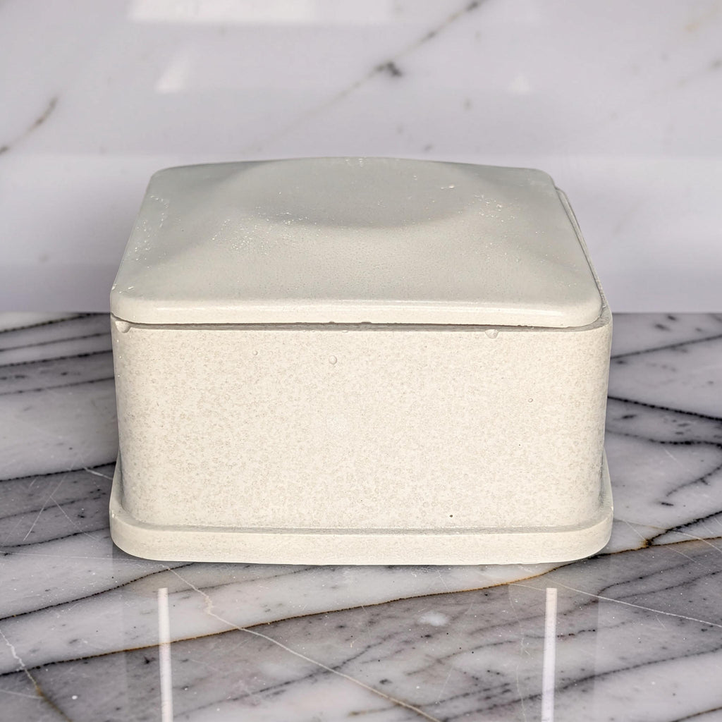 Concrete Jewelry Box with Lid, 3.15" Minimalist Trinket Box, Modern Square Cement Catchall, Ring Dish & Keepsake Container, Desk Organizer