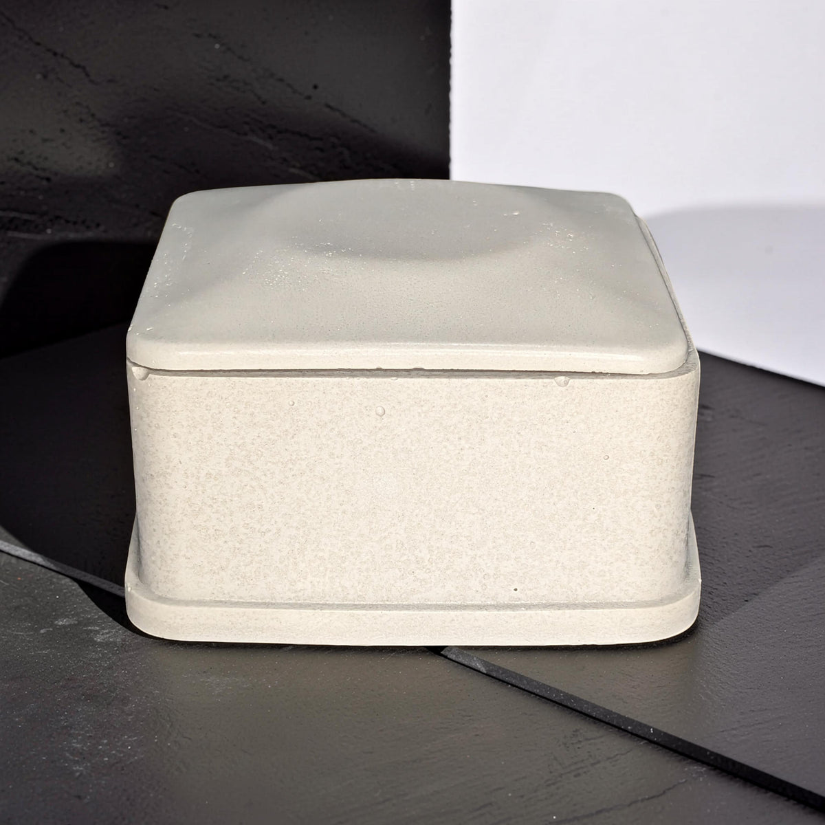 Concrete Jewelry Box with Lid, 3.15" Minimalist Trinket Box, Modern Square Cement Catchall, Ring Dish & Keepsake Container, Desk Organizer