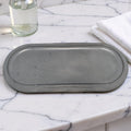 Large Concrete Vanity Tray, Oval Ribbed Catchall Dish, Minimalist Bathroom Counter Organizer, Modern Candle & Perfume Tray, Entryway Key Dish