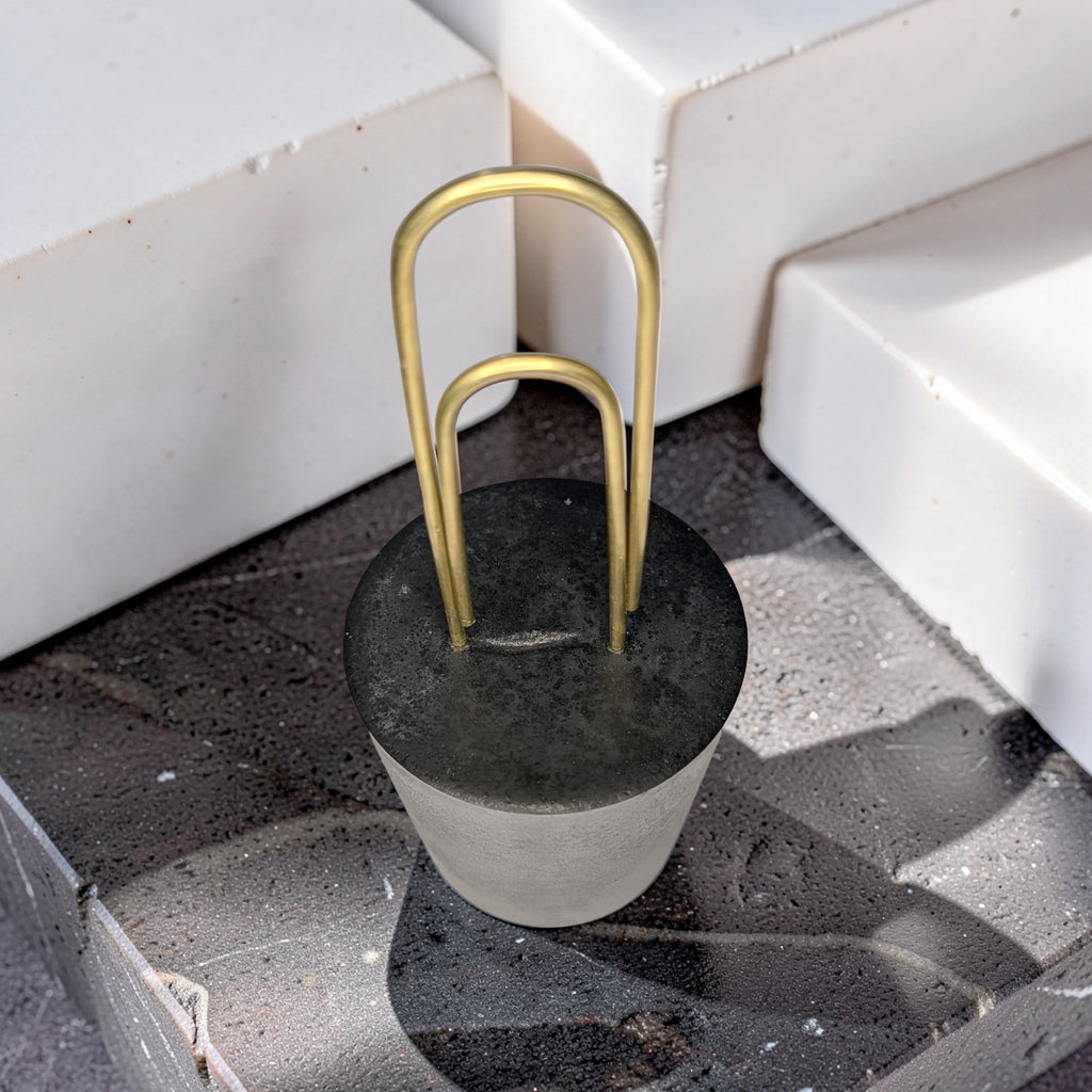 Concrete Photo Holder with Gold Paper Clip, Modern Table Number Holder, Minimalist Desk Card Stand, Wedding Sign & Place Card Display