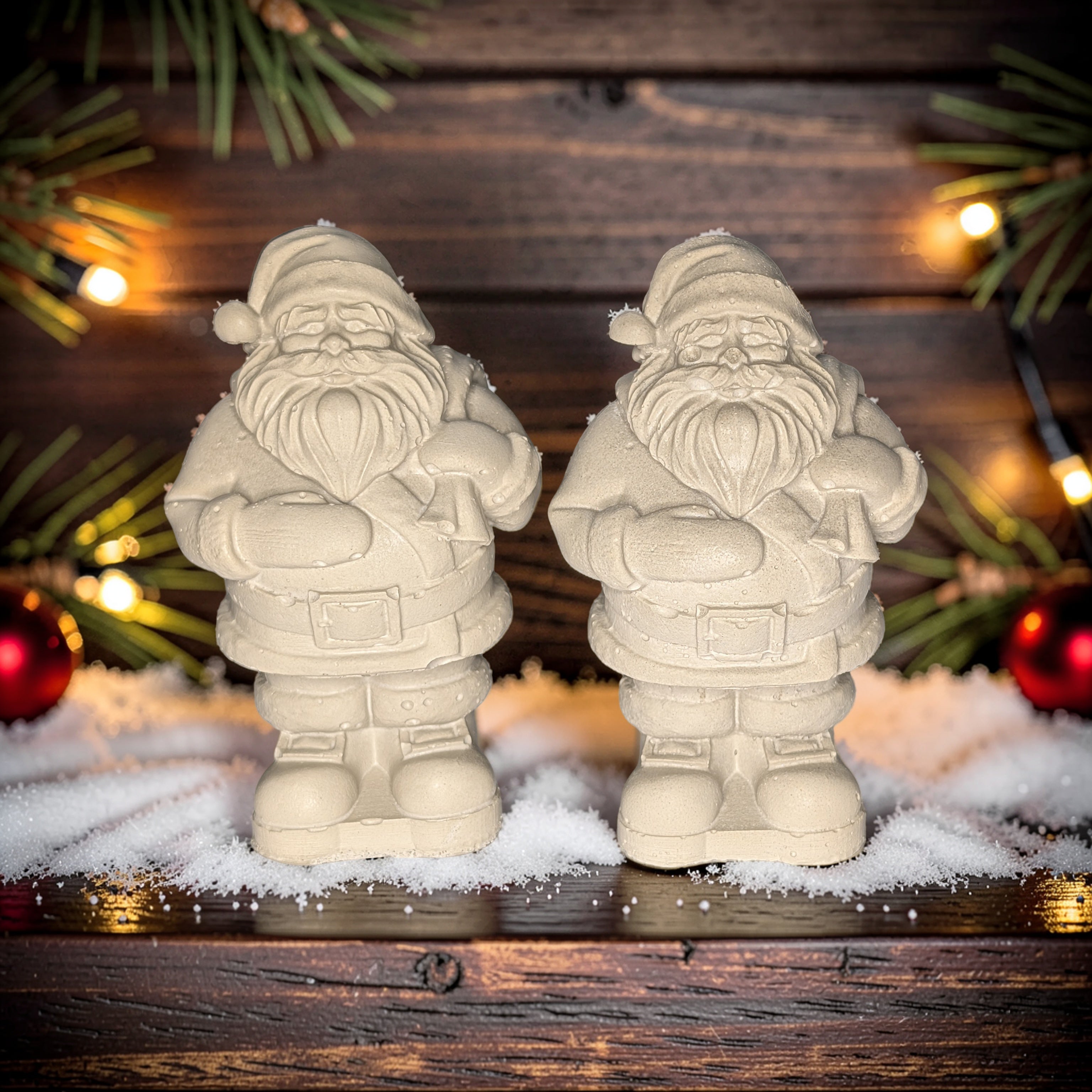 Mini Concrete Santa Claus Figurine, Modern Christmas Shelf Sitter, Concrete Holiday Mantle Decor, Christmas Gnome Paperweight, Paint Your Own Santa Craft