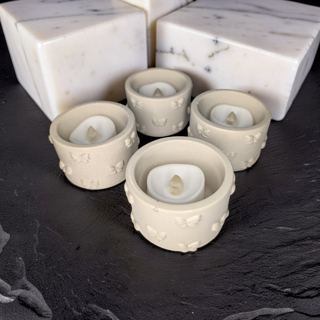 Concrete Bow Candle Holder, Cute Coquette Mini Planter, Aesthetic Tea Light Votive Holder, Small Desk Organizer & Catchall Dish, Ribbon Decor
