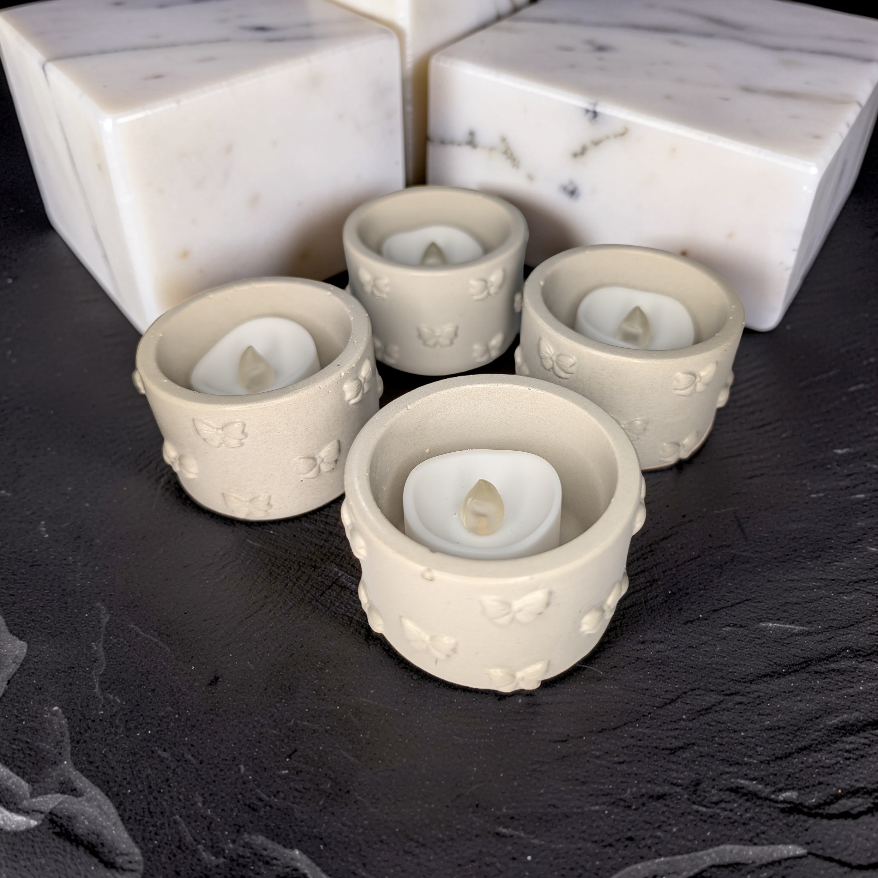 Concrete Bow Candle Holder, Cute Coquette Mini Planter, Aesthetic Tea Light Votive Holder, Small Desk Organizer & Catchall Dish, Ribbon Decor
