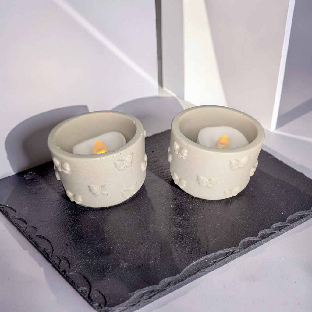 Concrete Bow Candle Holder, Cute Coquette Mini Planter, Aesthetic Tea Light Votive Holder, Small Desk Organizer & Catchall Dish, Ribbon Decor