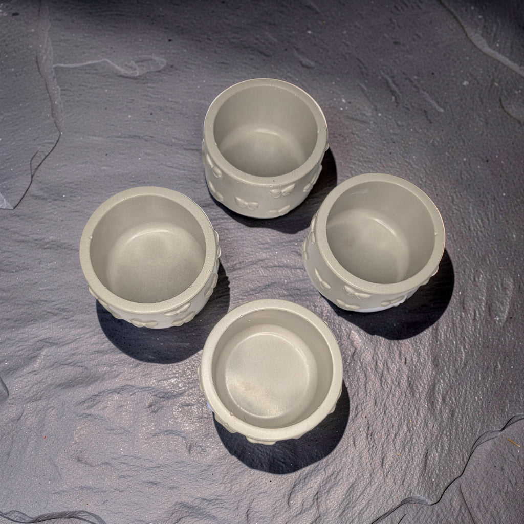 Concrete Bow Candle Holder, Cute Coquette Mini Planter, Aesthetic Tea Light Votive Holder, Small Desk Organizer & Catchall Dish, Ribbon Decor
