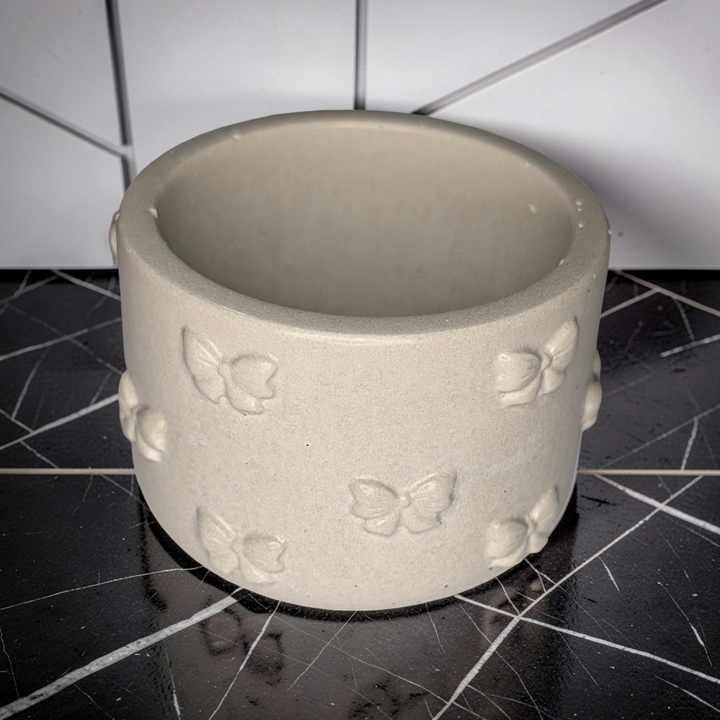 Concrete Bow Candle Holder, Cute Coquette Mini Planter, Aesthetic Tea Light Votive Holder, Small Desk Organizer & Catchall Dish, Ribbon Decor