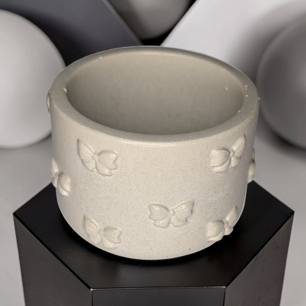 Concrete Bow Candle Holder, Cute Coquette Mini Planter, Aesthetic Tea Light Votive Holder, Small Desk Organizer & Catchall Dish, Ribbon Decor
