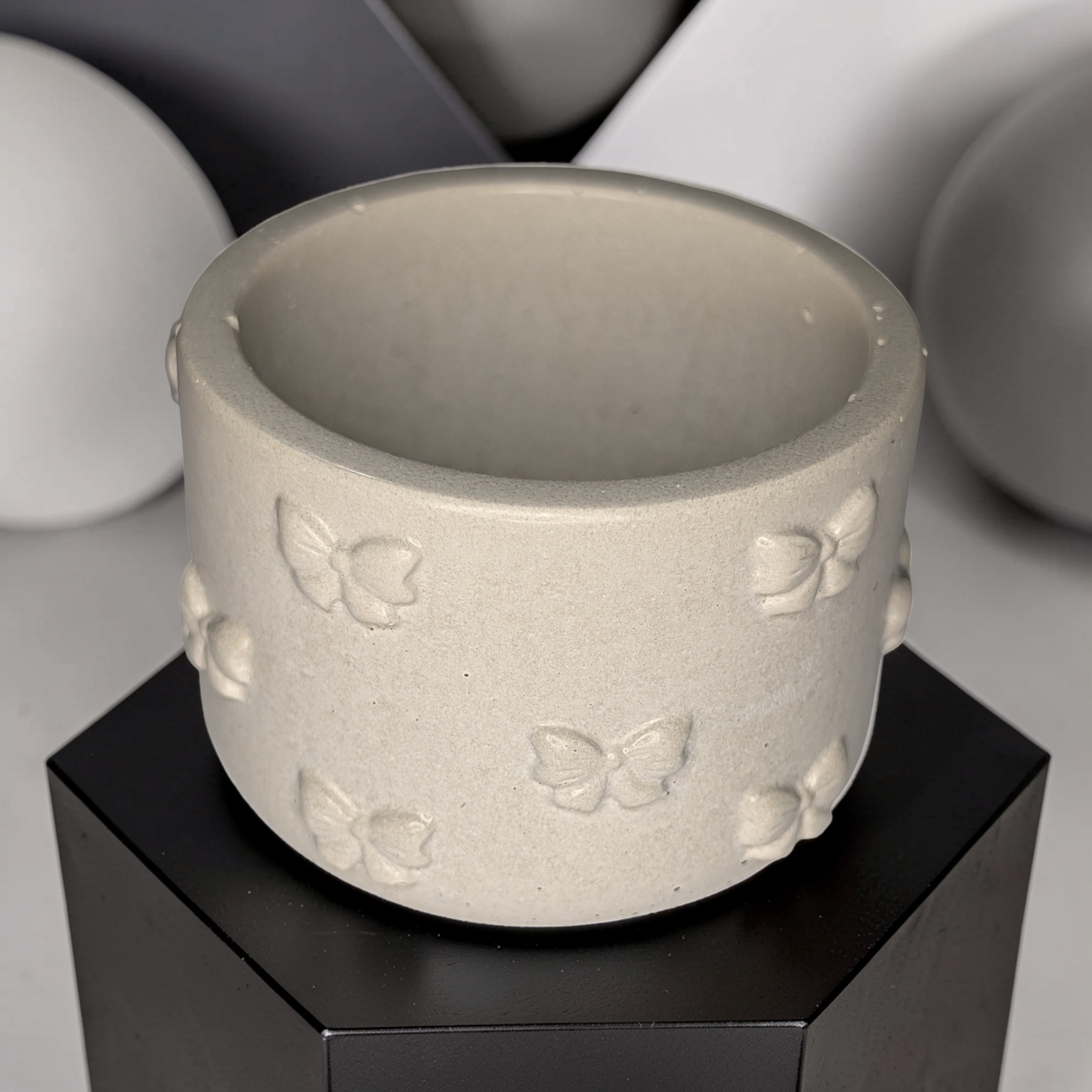 Concrete Bow Candle Holder, Cute Coquette Mini Planter, Aesthetic Tea Light Votive Holder, Small Desk Organizer & Catchall Dish, Ribbon Decor