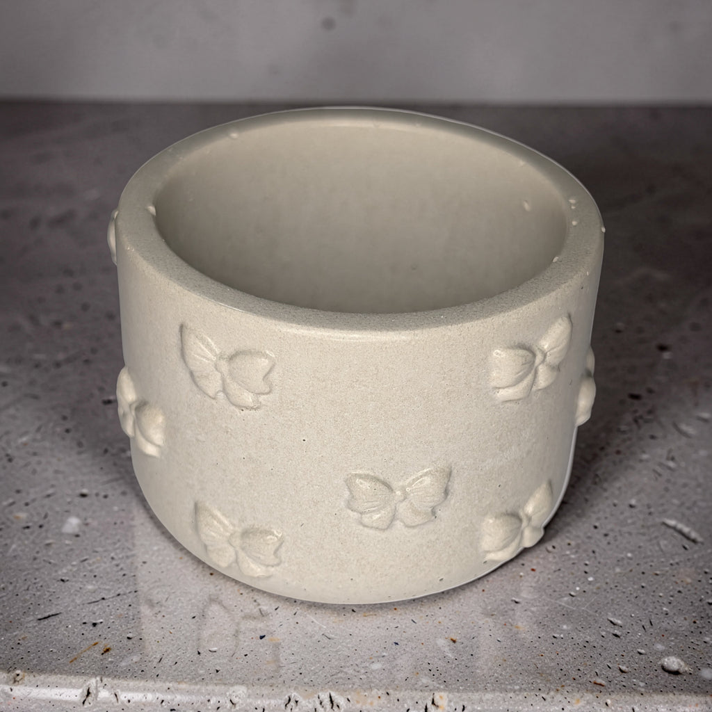 Concrete Bow Candle Holder, Cute Coquette Mini Planter, Aesthetic Tea Light Votive Holder, Small Desk Organizer & Catchall Dish, Ribbon Decor