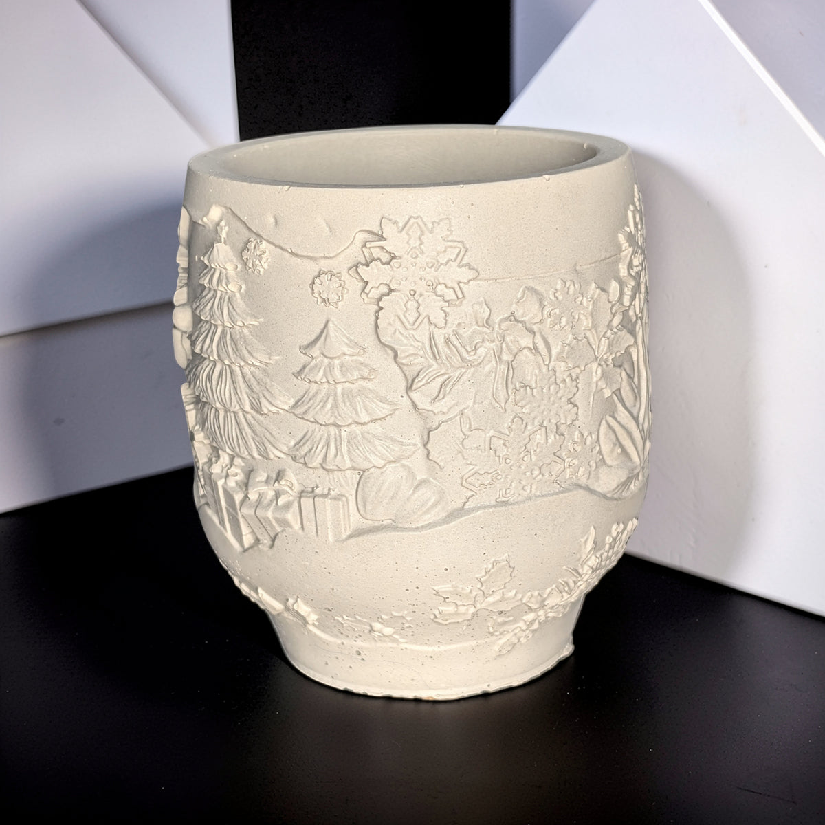 Handmade Concrete Winter Jar | Christmas Candle Vessel, DIY Paintable Planter & Holiday Storage Jar | Set of 1 or 2