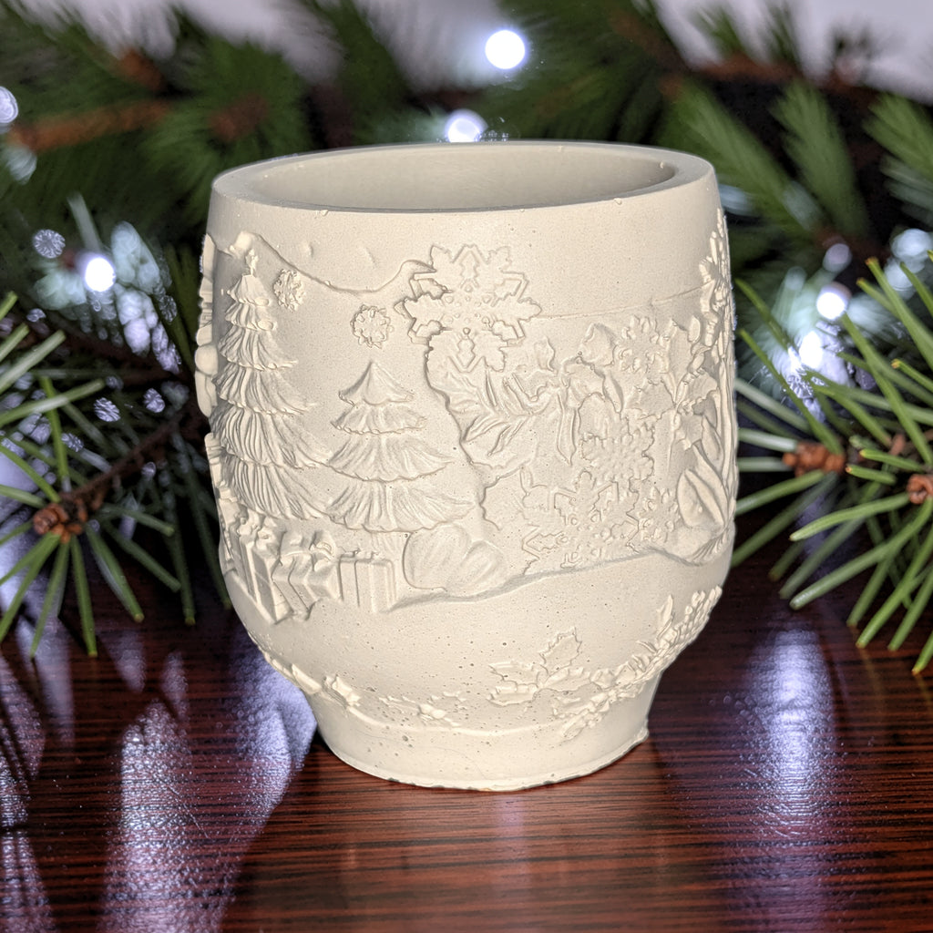 Handmade Concrete Winter Jar | Christmas Candle Vessel, DIY Paintable Planter & Holiday Storage Jar | Set of 1 or 2
