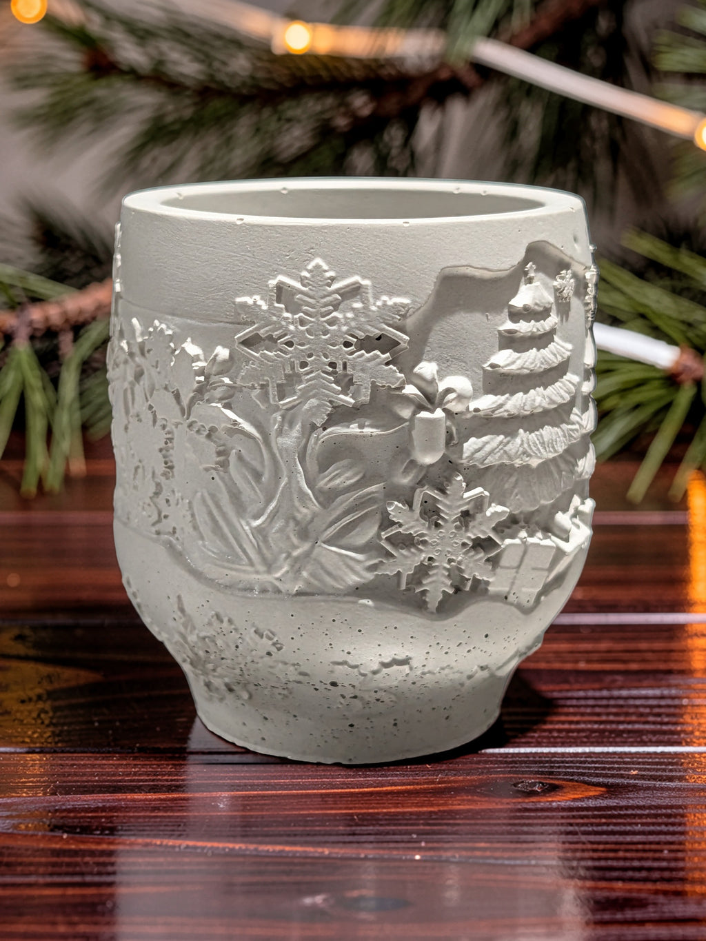 Handmade Concrete Winter Jar | Christmas Candle Vessel, DIY Paintable Planter & Holiday Storage Jar | Set of 1 or 2