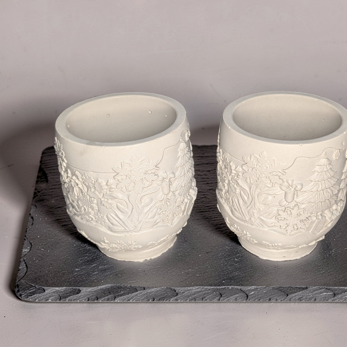 Handmade Concrete Winter Jar | Christmas Candle Vessel, DIY Paintable Planter & Holiday Storage Jar | Set of 1 or 2