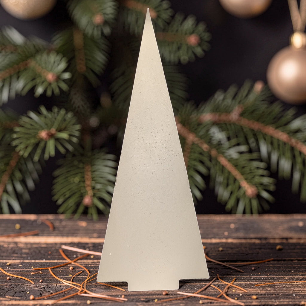 Modern Concrete Christmas Tree Decor, 9" Minimalist Neutral Holiday Tree Figurine, Brutalist Winter Mantel & Shelf Decor, Industrial Xmas Gift