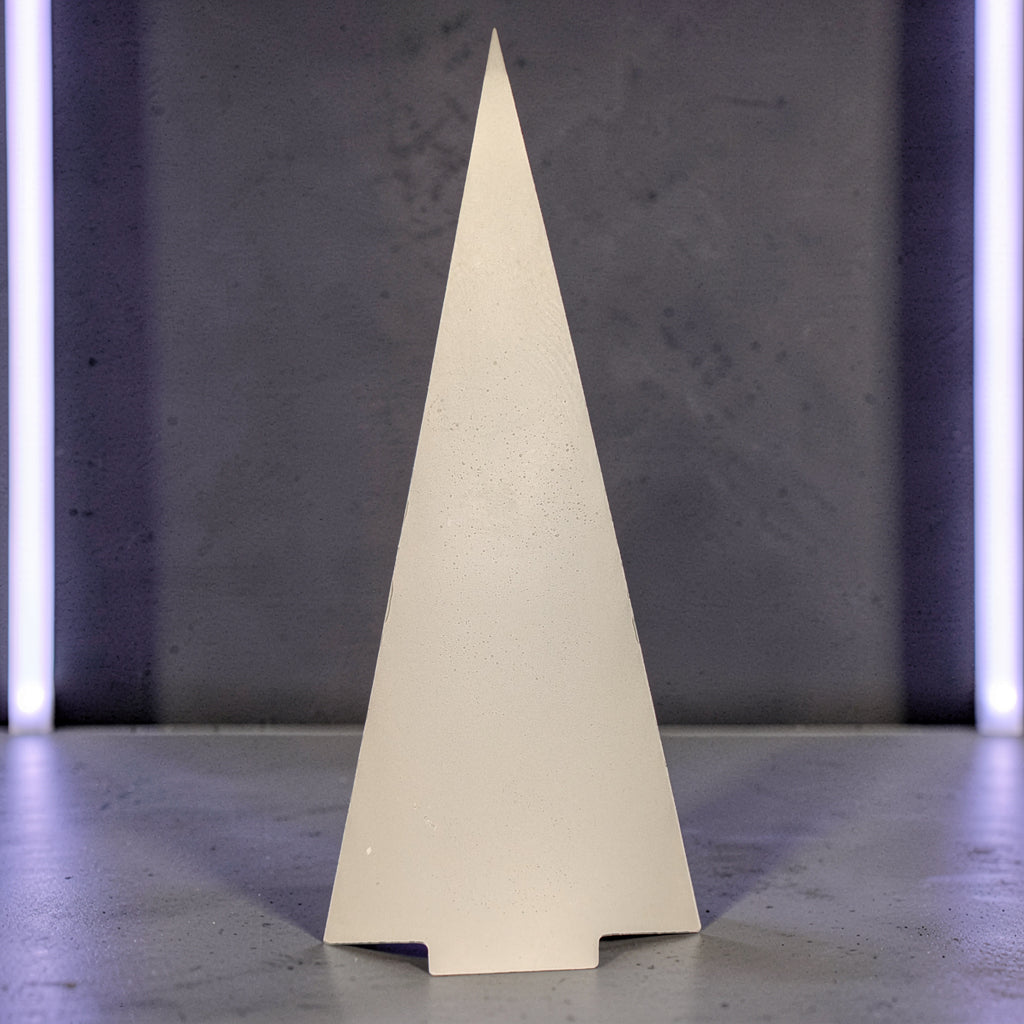 Modern Concrete Christmas Tree Decor, 9" Minimalist Neutral Holiday Tree Figurine, Brutalist Winter Mantel & Shelf Decor, Industrial Xmas Gift