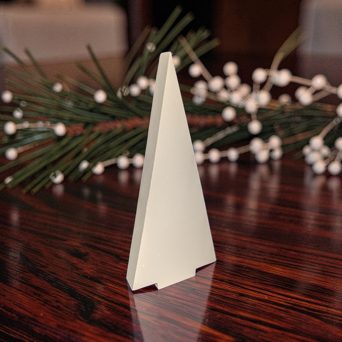 Modern Concrete Christmas Tree Decor, 9" Minimalist Neutral Holiday Tree Figurine, Brutalist Winter Mantel & Shelf Decor, Industrial Xmas Gift