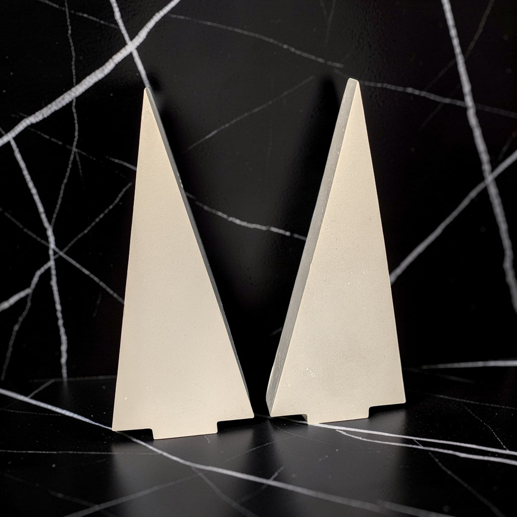 Modern Concrete Christmas Tree Decor, 9" Minimalist Neutral Holiday Tree Figurine, Brutalist Winter Mantel & Shelf Decor, Industrial Xmas Gift