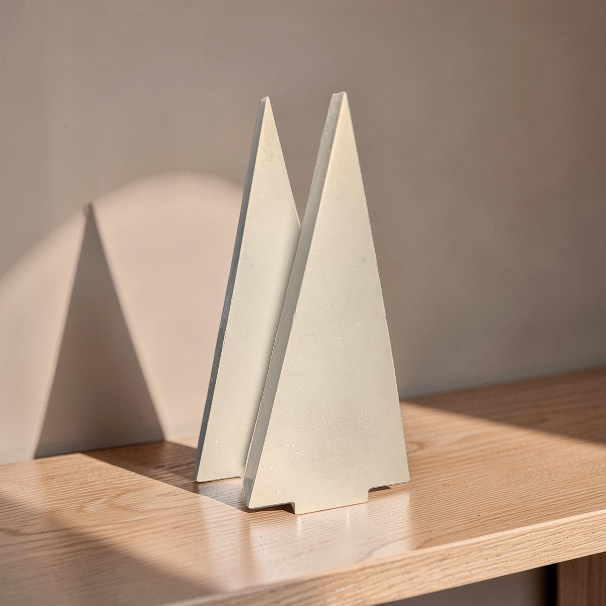 Modern Concrete Christmas Tree Decor, 9" Minimalist Neutral Holiday Tree Figurine, Brutalist Winter Mantel & Shelf Decor, Industrial Xmas Gift