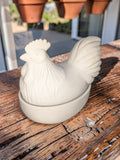 Concrete Chicken Jar with Lid | Hen on Nest Trinket Box | Farmhouse Salt Cellar & Jewelry Dish | Modern Rustic Kitchen Decor