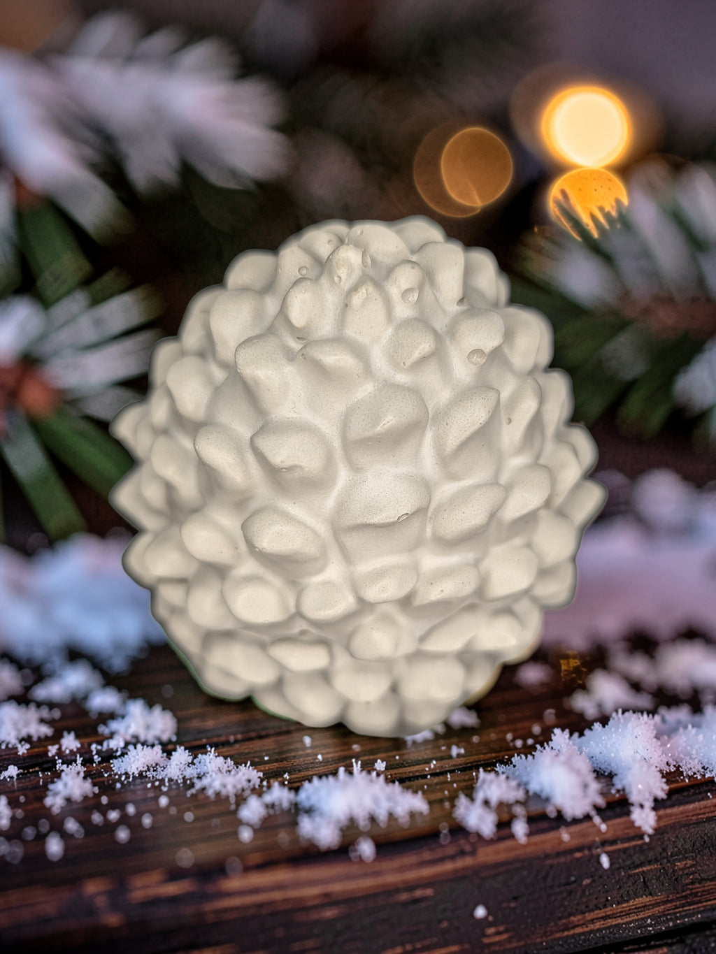 Concrete Pinecone Jar with Lid | Woodland Trinket Box & Candle Vessel | Rustic Winter Mantle Decor | Modern Nature Inspired Christmas Decor