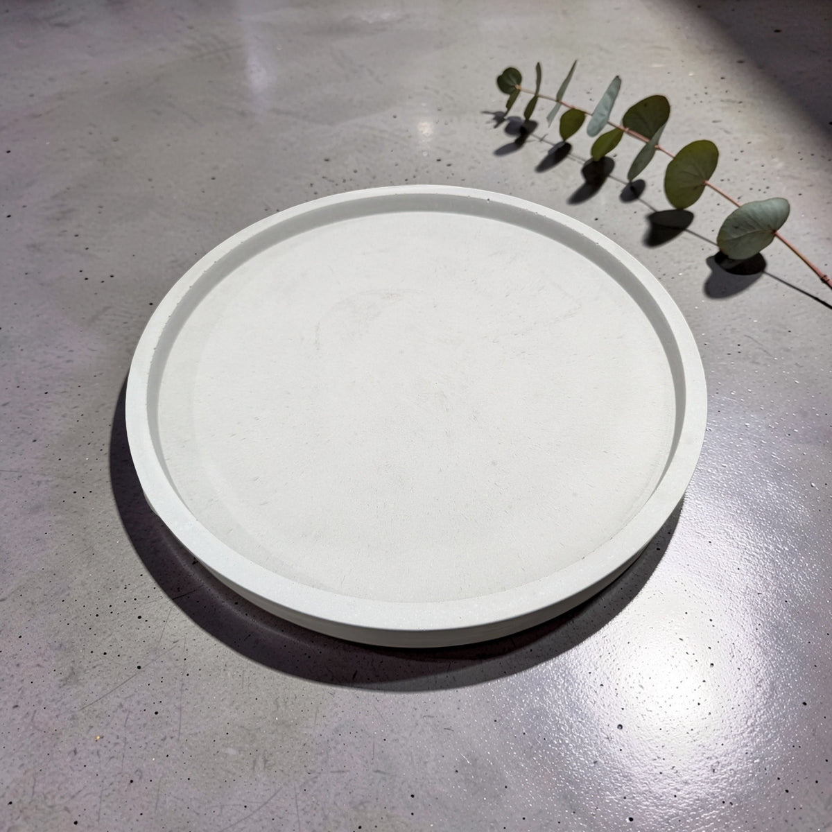 Large 15.5" Concrete Round Tray, Modern Light Gray Decorative Centerpiece, Minimalist Coffee Table Catchall, Cement Vanity & Candle Riser Platter