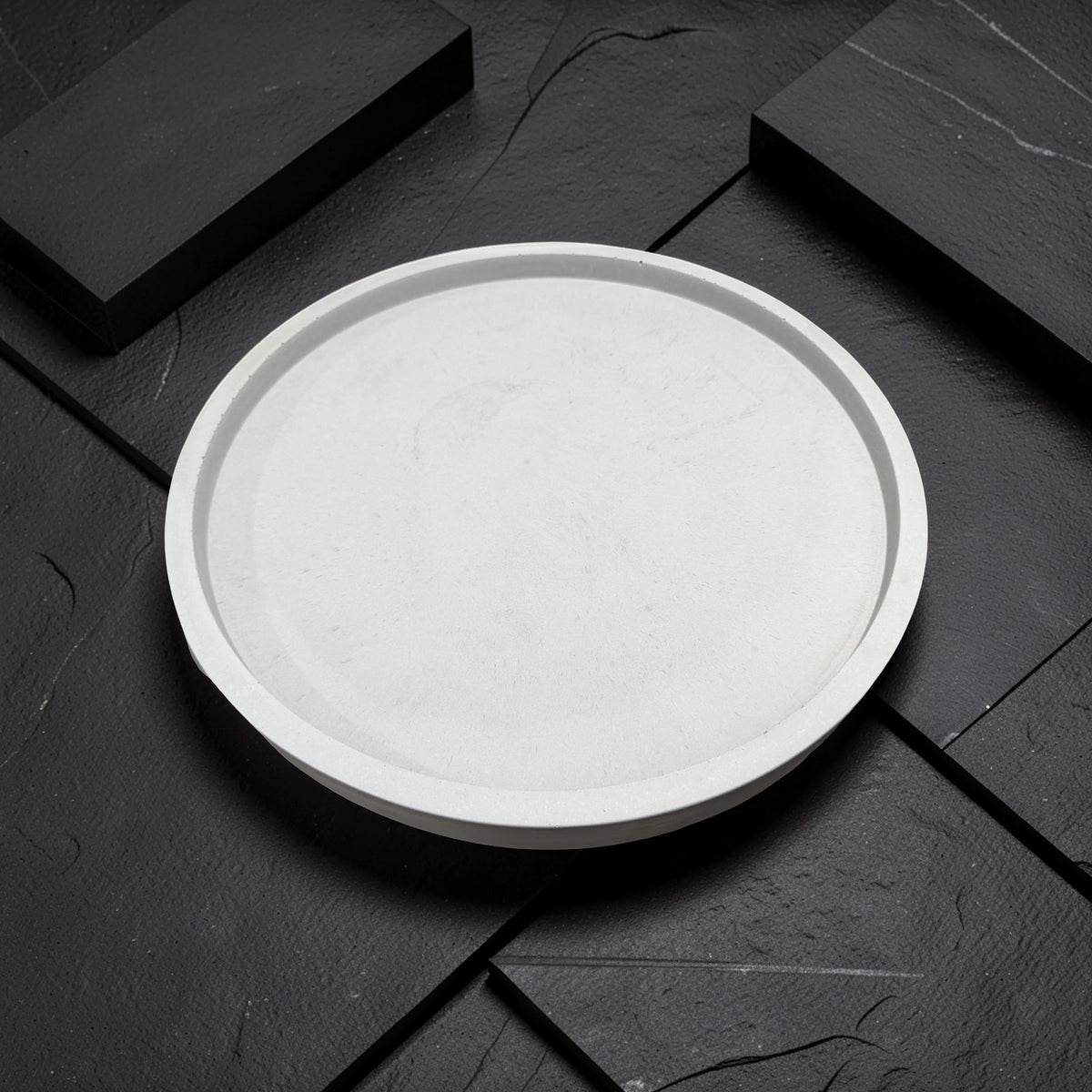 Large 15.5" Concrete Round Tray, Modern Light Gray Decorative Centerpiece, Minimalist Coffee Table Catchall, Cement Vanity & Candle Riser Platter