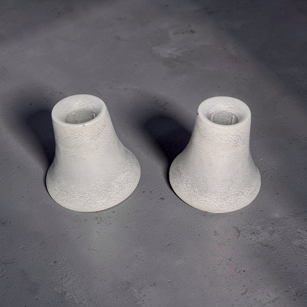 Modern Concrete Pillar Candle Holder in Gray or Marble, Flared Bell Candlestick Stand, Minimalist Industrial Coffee Table & Mantel Decor