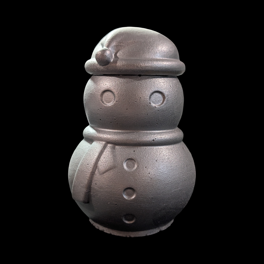 Concrete Snowman Jar with Lid, Christmas Storage Container, Winter Holiday Decor, Minimalist Trinket Box, Small Desk Organizer, Holiday Gift