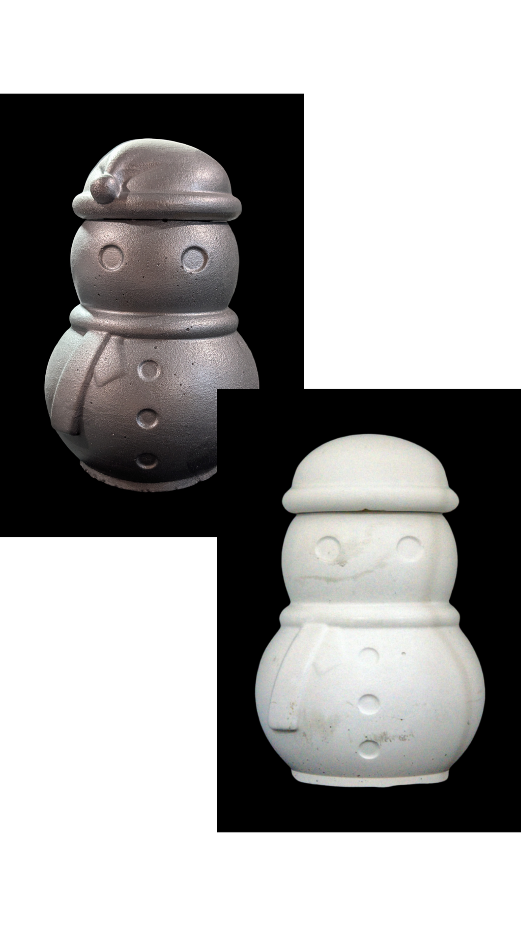 Concrete Snowman Jar with Lid, Christmas Storage Container, Winter Holiday Decor, Minimalist Trinket Box, Small Desk Organizer, Holiday Gift