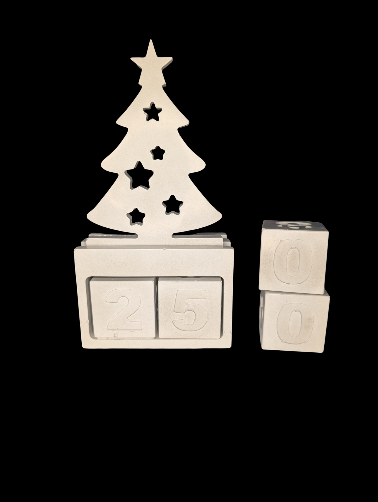 Handmade Concrete Christmas Countdown | Modern Advent Calendar | Paintable Holiday Decor | Minimalist Christmas Tree Block Set