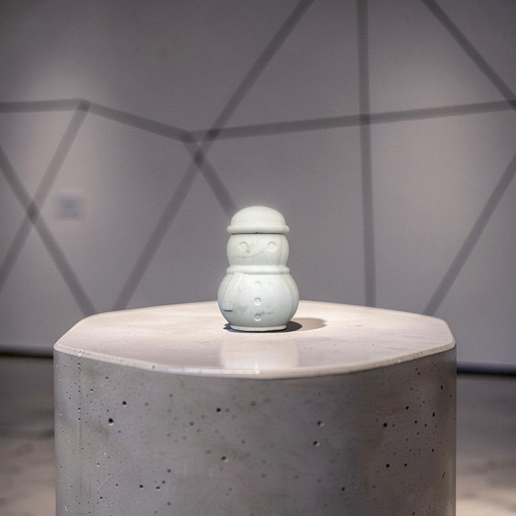 Concrete Snowman Jar with Lid, Christmas Storage Container, Winter Holiday Decor, Minimalist Trinket Box, Small Desk Organizer, Holiday Gift