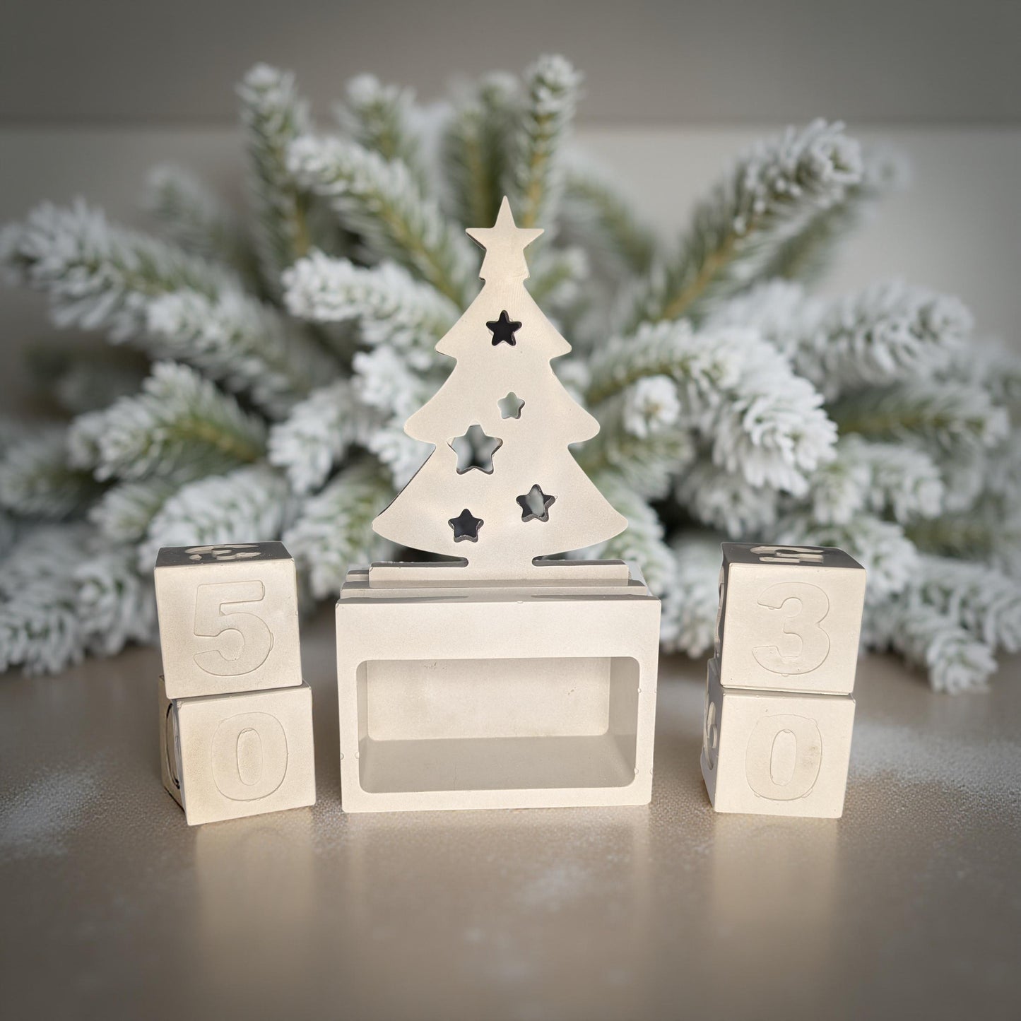 Handmade Concrete Christmas Countdown | Modern Advent Calendar | Paintable Holiday Decor | Minimalist Christmas Tree Block Set